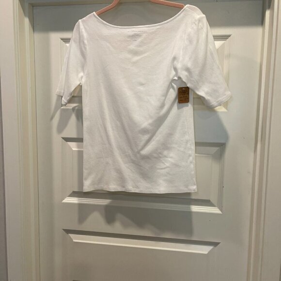 Ann Taylor White Shirt with front split neck - Size Medium NWOT (74) - Picture 6 of 10